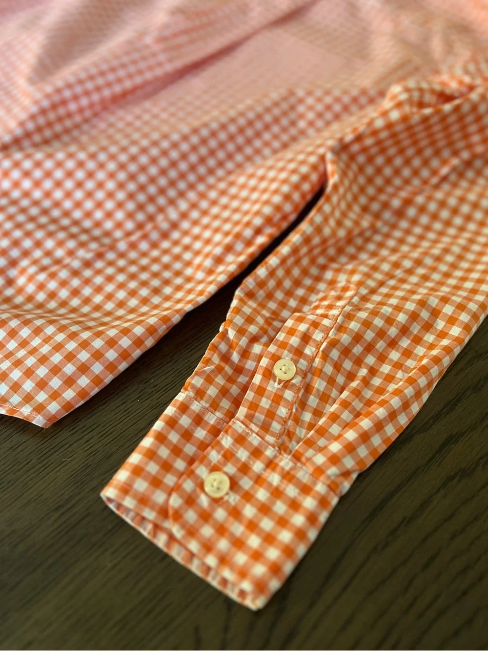 Ralph Lauren Boys Orange White Check Button Down Shirt Blue Pony GUC